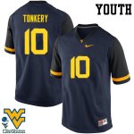 Youth West Virginia Mountaineers NCAA #10 Dylan Tonkery Navy Authentic Nike Stitched College Football Jersey RF15N02EL